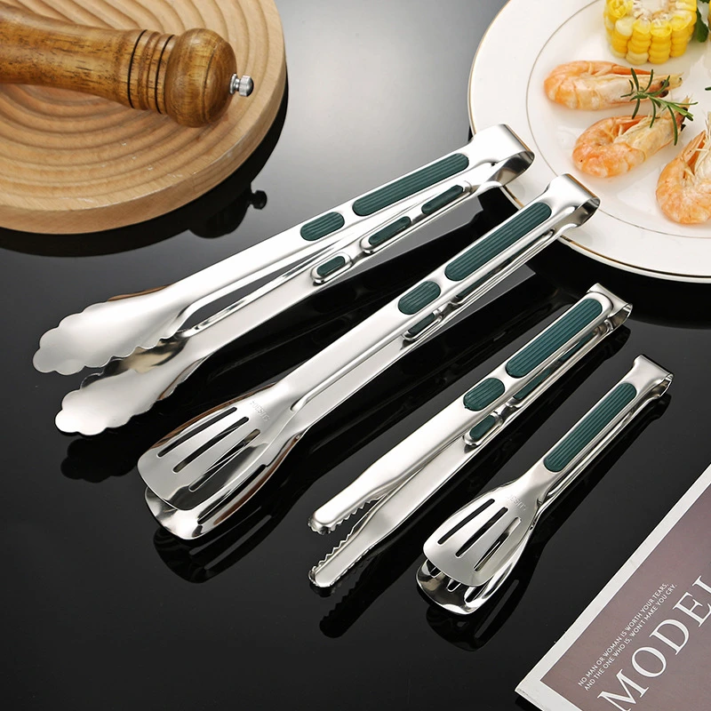 Food tongs 7/9/12 Inch Non-Slip Food Tongs Stainless Steel BBQ Meat Clip Bread Salad Serving Tong Grill et Clamp Kitchen Cooking Tools