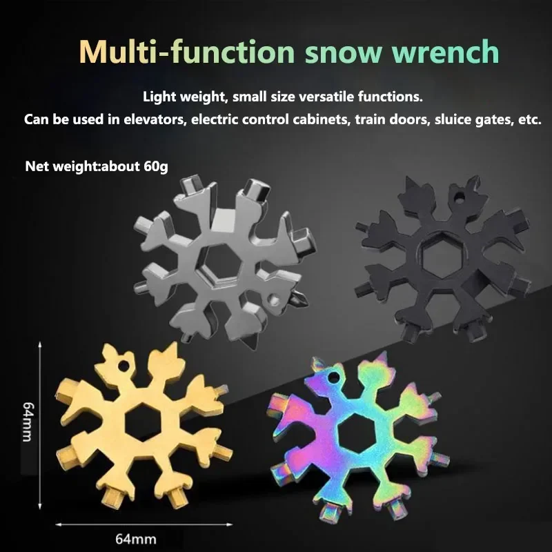 

18 In 1 Snowflake Multi Pocket Tool Keychain Spanner Hex Wrench Multifunction Screwdriver Multipurpose Camp Survive Outdoor Hike