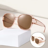 Fashion Round Polarized Sunglasses Cover Over Myopia Prescription Glasses Portable Men Women Vintage Fishing Driving Eyewear