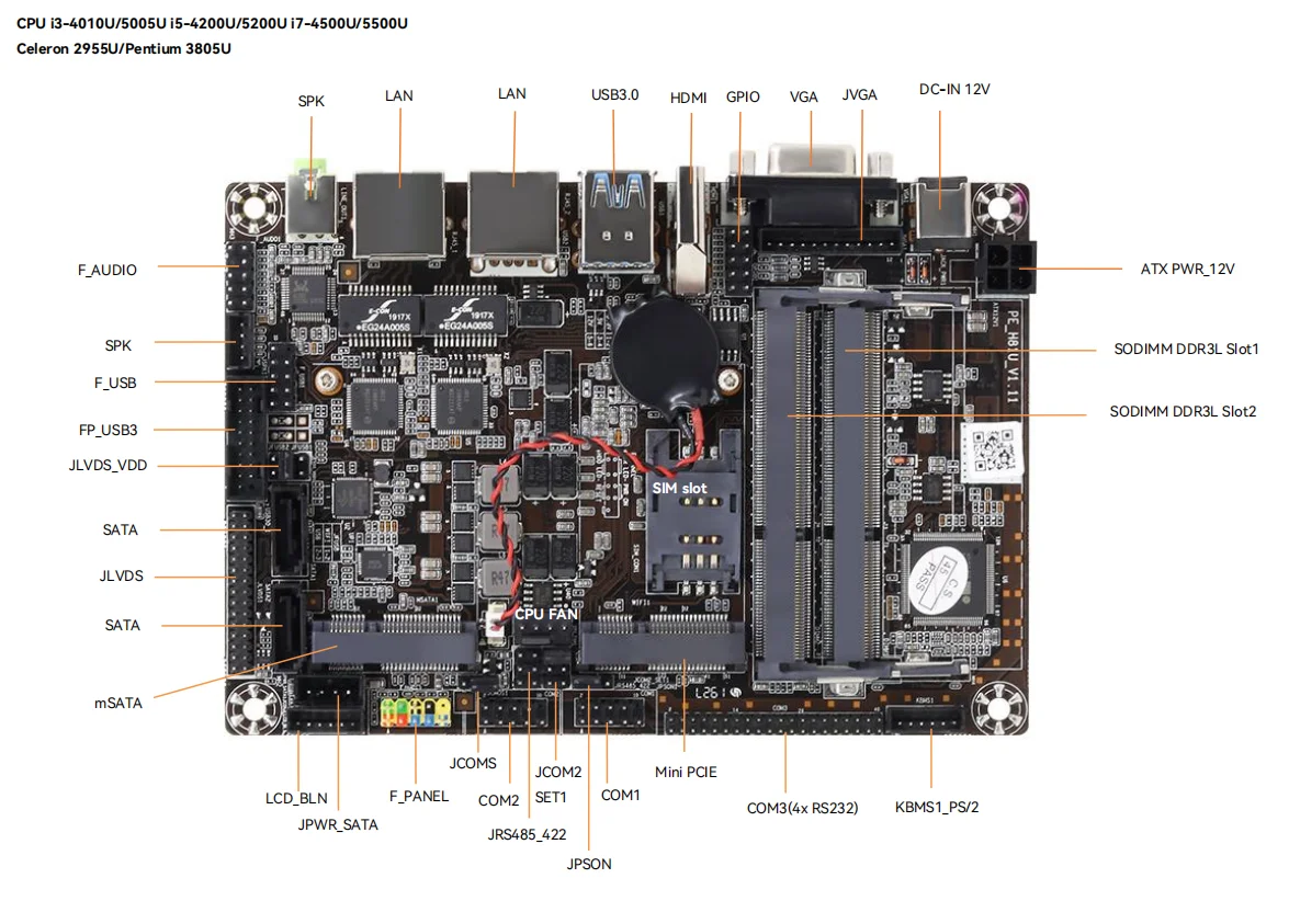 Elevate your workspace with the XCY Intel Core i7 Mini PC - 2 LAN, 6 RS232, 4 USB, HDMI, VGA, WiFi. Your versatile solution for embedded industrial computing on Windows and Linux platforms. Description Image.This Product Can Be Found With The Tag Names I7 4500u mini pc windows, Industrial mini pc core i7, Mini industrial computer i7, Mini pc intel core i7 4500u