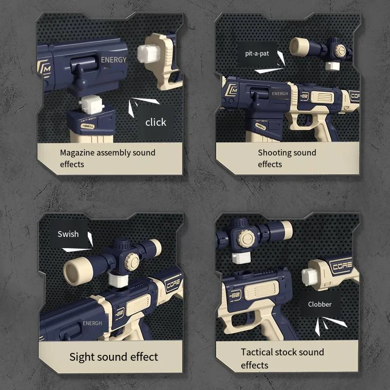 Puzzle variable magnetic gun simulation electric sound and light assembly eat chicken gun 3-6 years old assembled boy gift box 3