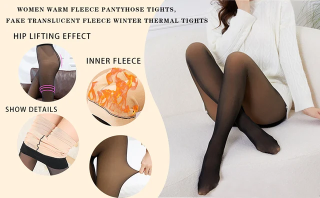 Women Fake Translucent Warm Leggings Pantyhose Legs Warmer Body