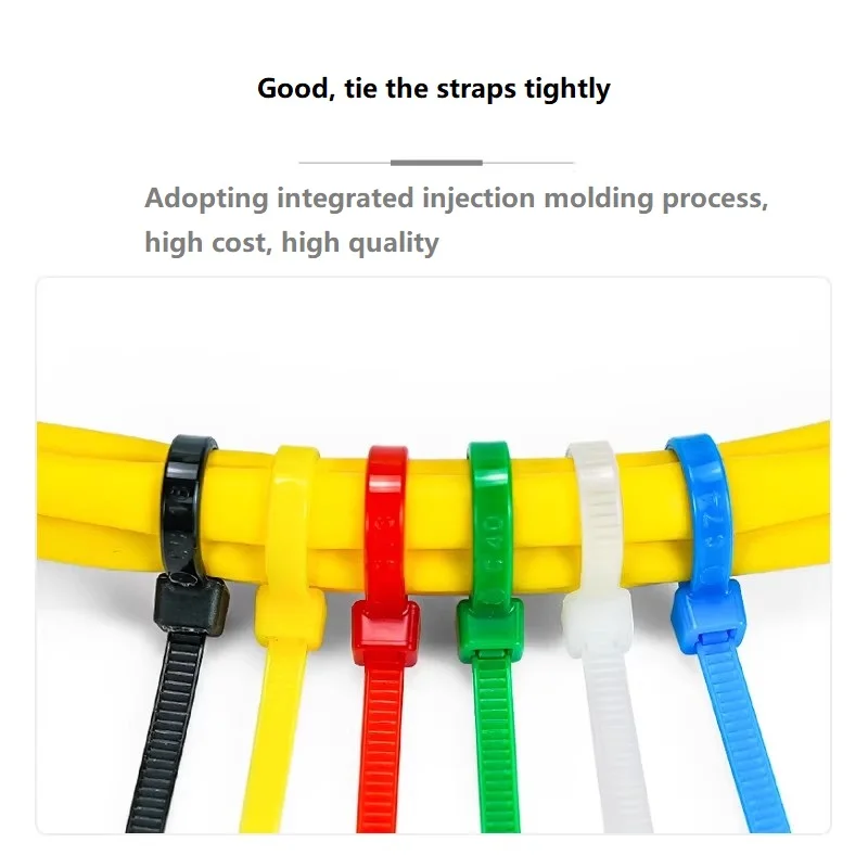 100-Piece Multicolor Self-Locking Nylon Cable Ties