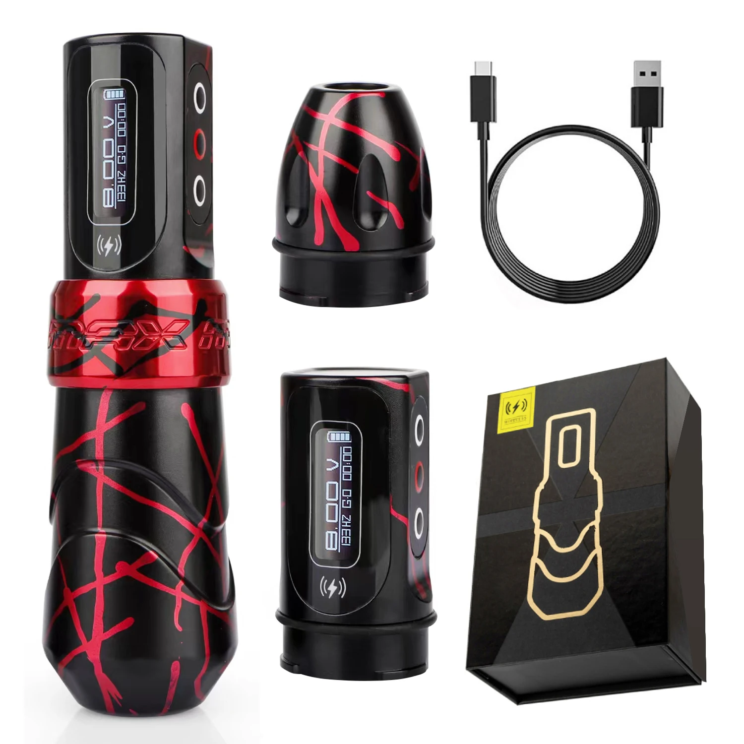FLUX MAX Wireless Tattoo Machine 3.5/4.0/4.6 Stroke 2400mAh 2 battery Tattoo Kit