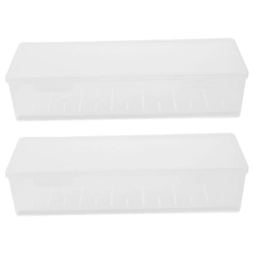 

2pcs Fridge Storage Box with Draining Plate Fruit Box Bread Box Noodle Keeping Box