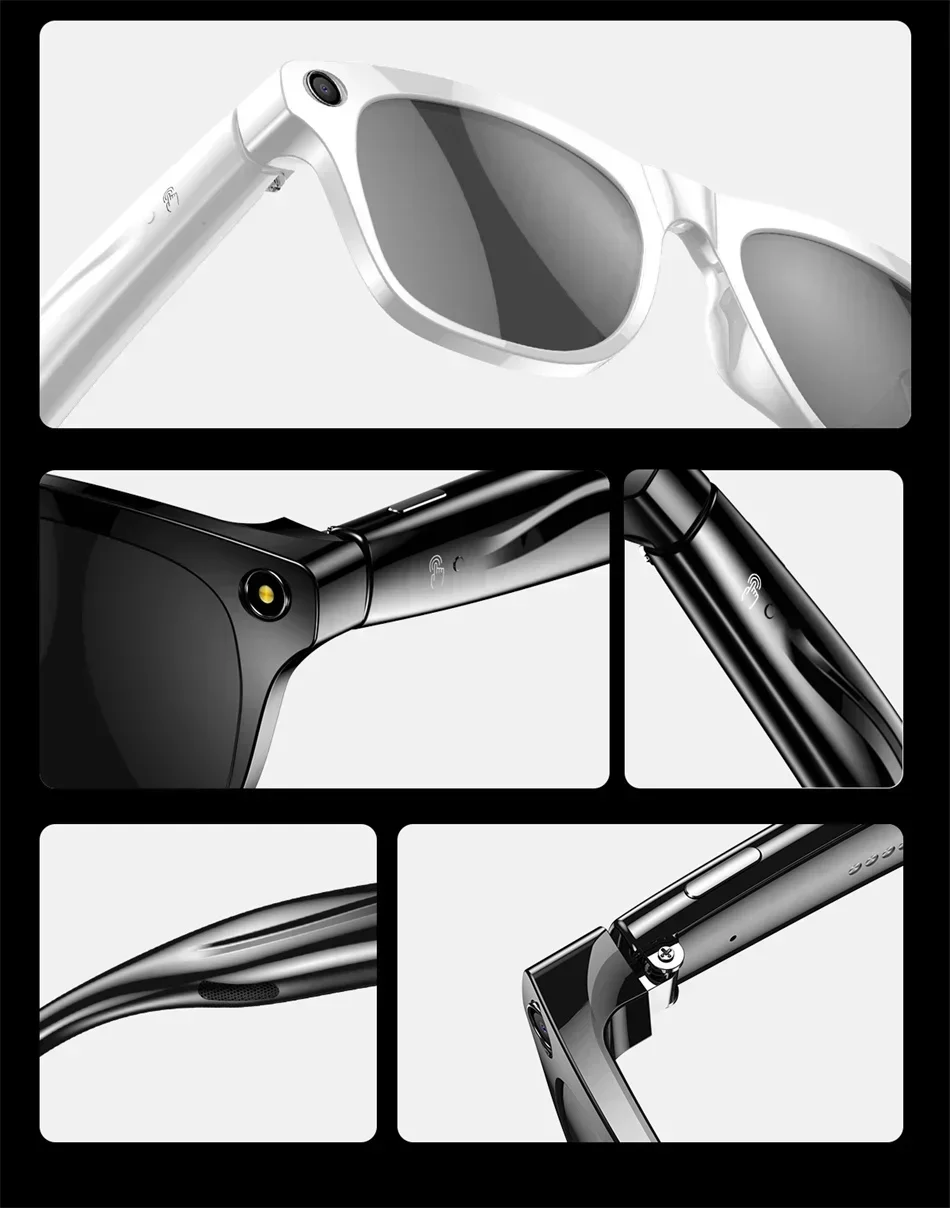 Lenovo 8K Smart Glasses With 1200mp Camera Chat Gpt Touch Sport AI Sunglasses Music Player Bluetooth Calling Voice Assistant