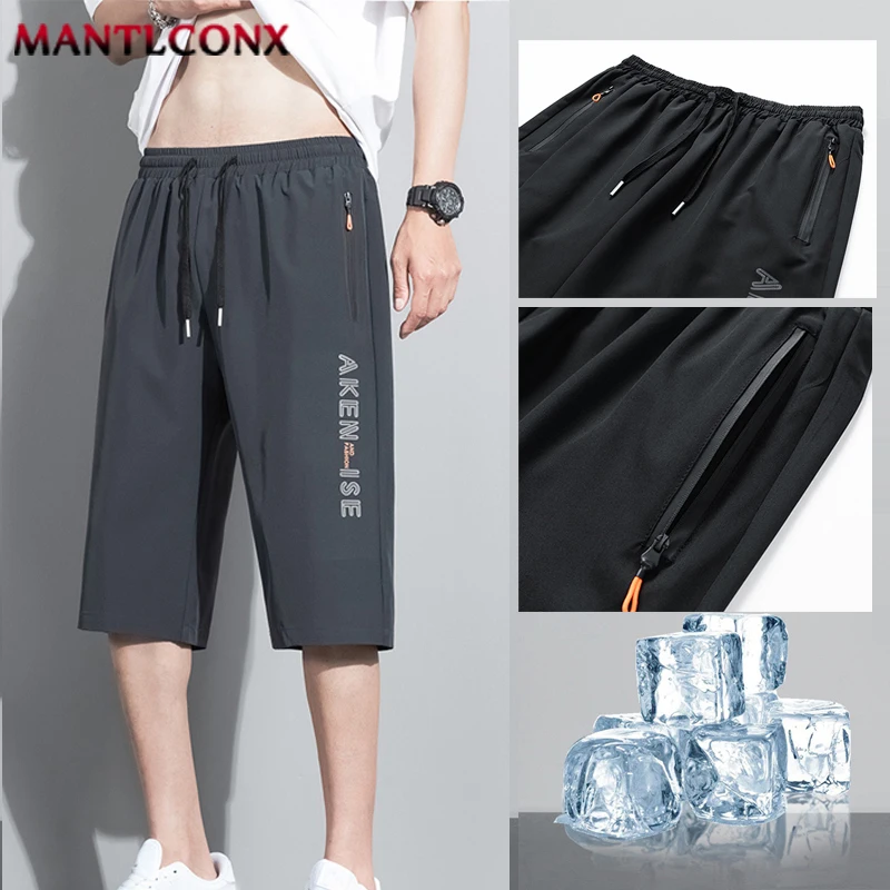 New Fashion Sports Shorts Men Elastic Waist Shorts Male Breathable Quick Dry Comfortable Men's Short Pants Men Bottom Black XXXL 2