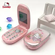 

Sanrio Hello Kitty Children Flip Small Mobile Phone Mobile Version Cartoon Button Function Vibration Anti lost Can Record