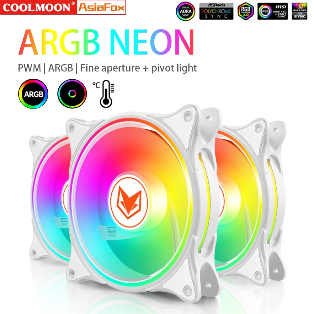 COOLMOON-ð , 120mm, 5V 3  ARGB  , Aura Sync, PC ̽ , 4  PWM  ,  ǻ ׼
