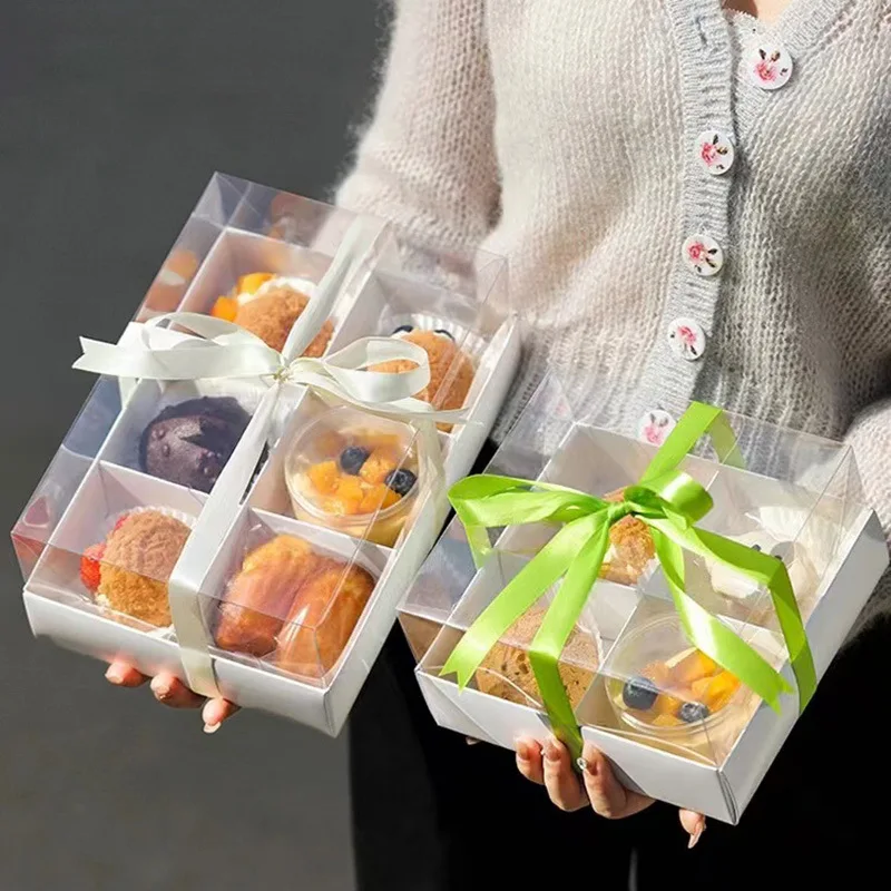 5PCS Moon Cake Boxes with Transparent Lid, 4/6/9 Grid Inserts for Candy, Nougat, Snowfl... - SKU MCB01104 - UGI Packaging