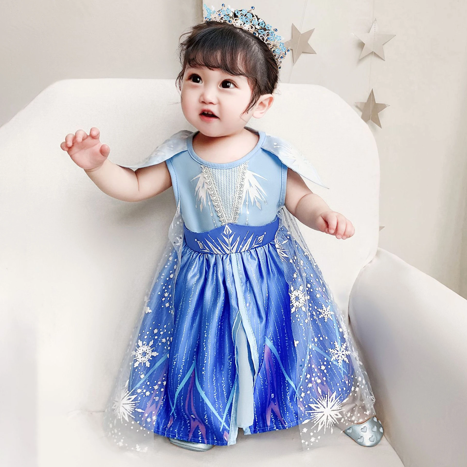 Toddler Snow Princess Baby Girls Dress Vestidos Blue Cosplay 1st Birthday Party Kids Dresses for Toddler Snow Princess Baby Girls Dress Vestidos Blue Cosplay 1st Birthday Party Kids Dresses for