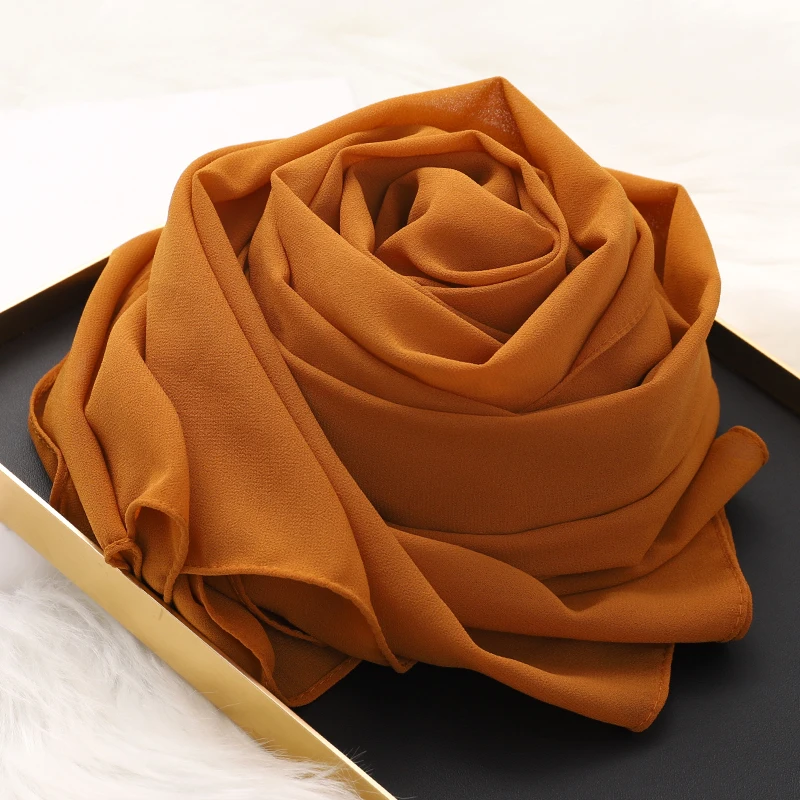 Sciarpe Quadrate In Chiffon Di Alta Qualità Da 90*90CM Di Alta Qualità Hijab Con - Foto 10