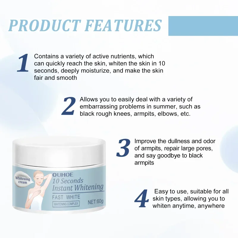 Under arm Whitening Cream for women Underarm Bleaching Whiten Elbow Knee Brighten Intimate Parts Dark Spots Remove Melanin care whitening cream