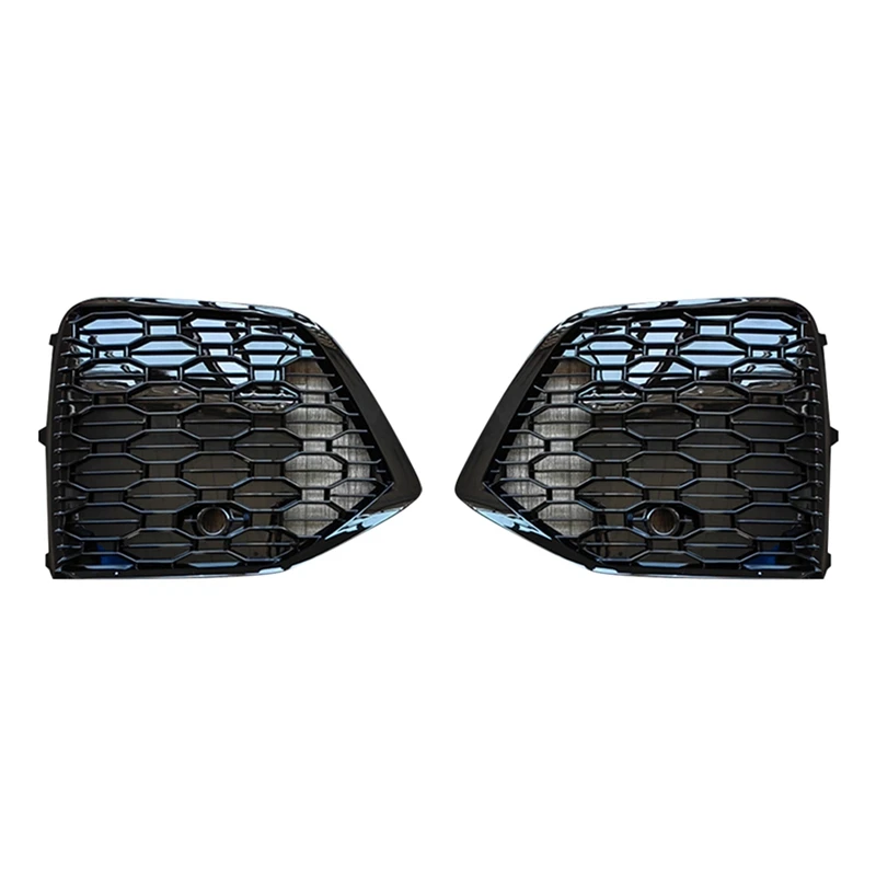 

1 Pair Car Glossy Black Honeycomb Front Bumper Fog Light Cover For Q5 2021 2022 RS Style