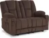 61.8" Power Loveseat Recliner with Heat and Vibration, Fabric Electric Reclining Loveseat, USB Charge Port 2