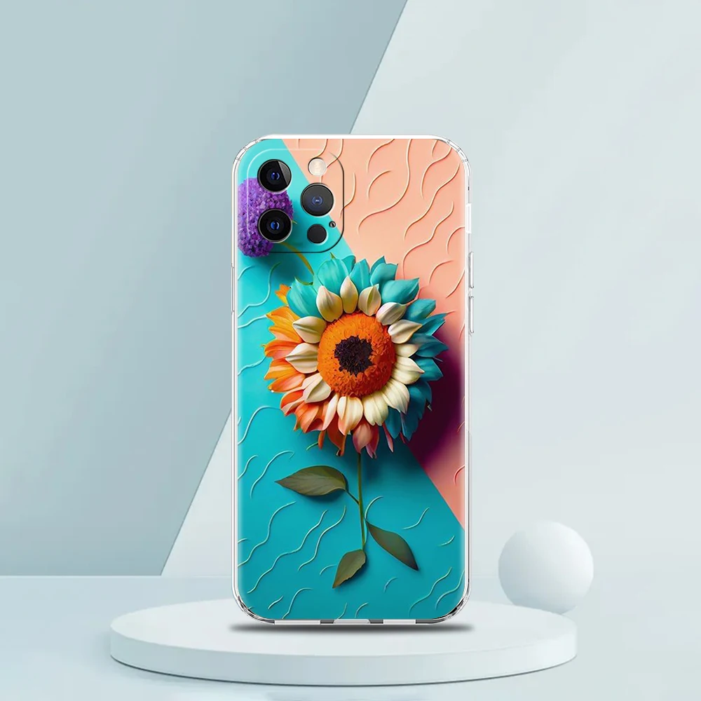 Sunflower Transparent Soft Phone Case - Floral Design Protective Shell Cover