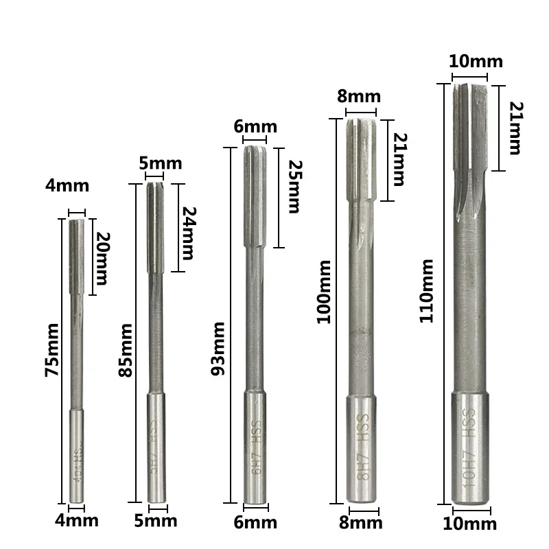 HSS Reamer 1pcs 1mm-20mm straight shank chuck straight slot milling cutter H7 for Machine Tool