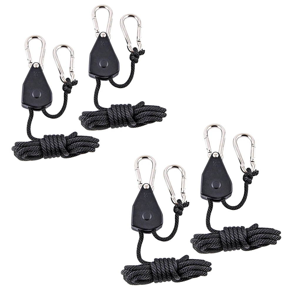 4PC Adjustable Lanyard Hanging for Tent Fan Grow Plant Lamp Pulley Ropes Pulley Lifting Hook 2M Heavy Duty Rope