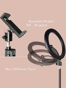 Alternative view of 110cm Tripod Stand +O-Clamp With 10-Inch Live Stream Ring Light, Selfie Remote,