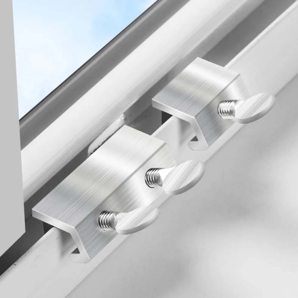 Window Lock Locator Adjustable Sliding Security Fixed Limit Device for Kids Pets Aluminum Alloy Sliding Door Window Safety Clamp