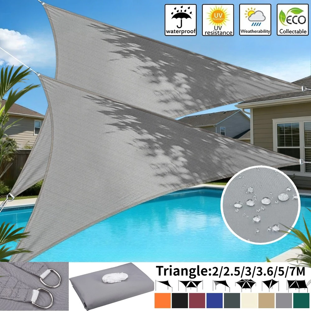 Waterproof Garden Shade Sail 2/3/5/7M Triangle Garden Canopy with Ropes UV Block Patio Sunshade Sunscreen Awnings Sun Shelter