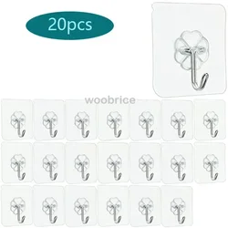 Clear Self-Adhesive Wall Hooks: Versatile Holders for Keys, Towels, and More (Transparent-20pcs)
