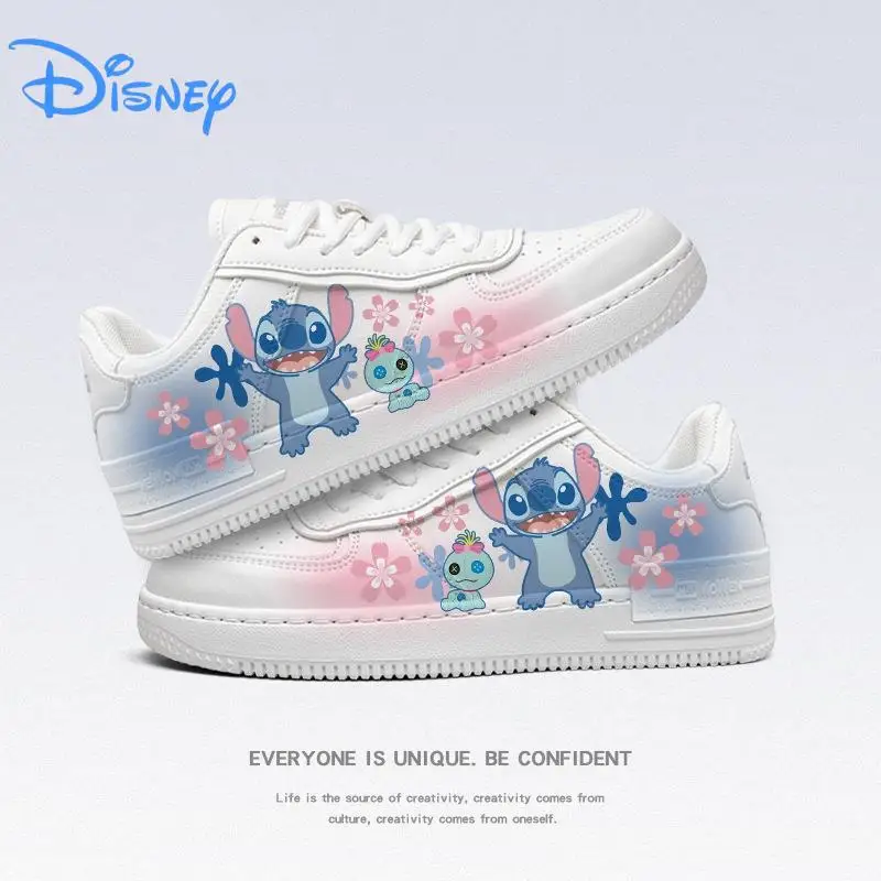 Disney Lilo & Stitch 3D Print Sport Shoes 2023 New Couple White Shoes Cartoon Tennis Shoes Fashion Casual Sneakers Size 35-40