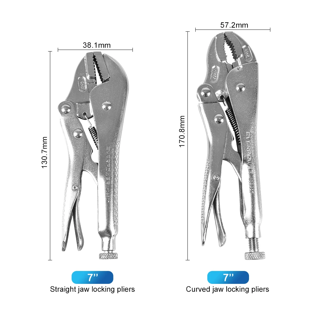 NINDEJIN-스트레이트 커브 죠 잠금 플라이어 7 인치, Cr-v 스틸 바이스 그립 몰 렌치