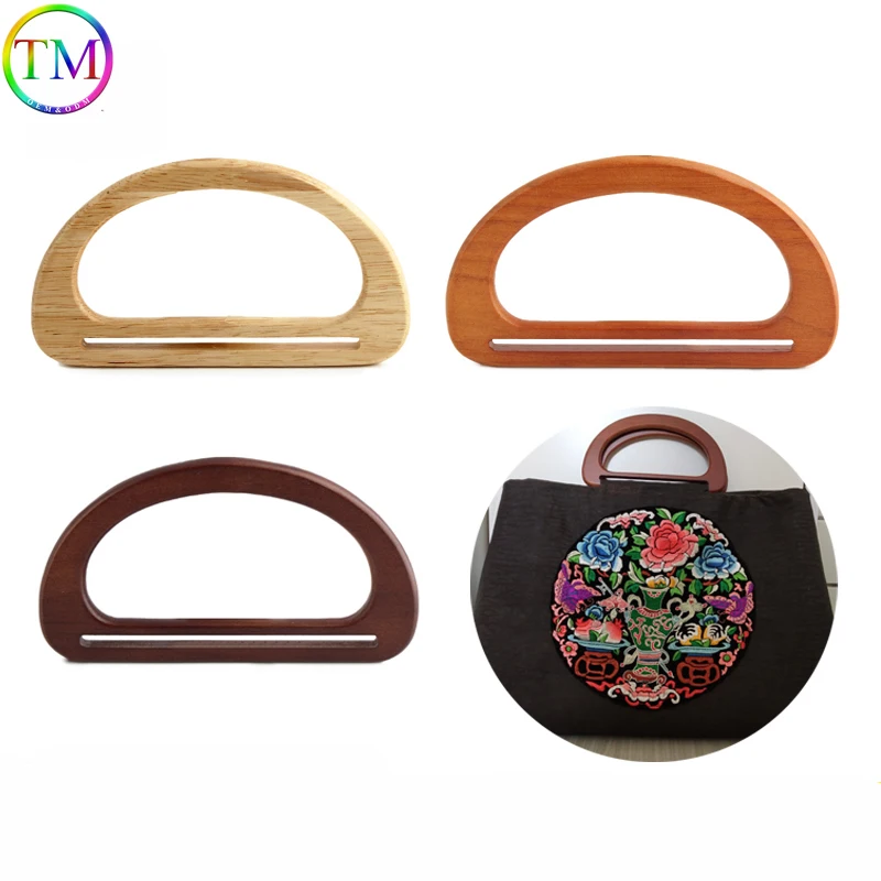 D Shape Wood Bag Handles DIY Replacement Handbag Tote Handle Shoulder Belt Handles Purse Bag Straps Wooden Handle Accessories o ring bag handles diy wood replacement handbag tote handles purse bags straps wooden bag handle round handcrafted accessories