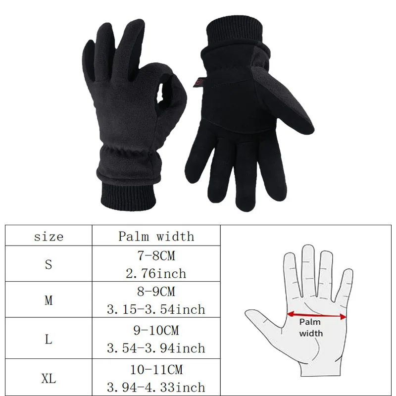 Adult Anti Cold Skiing Riding Gloves Full Finger Velvet Thicken Ski Camping Gloves Outdoor Fleece Running Cycling Sport Gloves 6