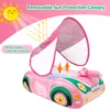 Swimbobo Pink Girl Kids Inflatable Children Swimming Seat Boat Floating Water Gun Toddler Water Toy Baby Ring Float With Canopy 3