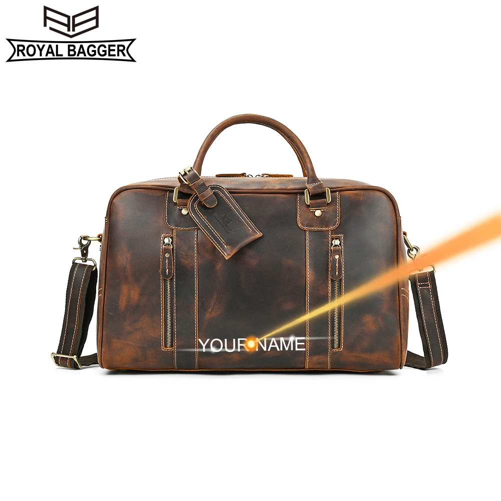 

Royal Bagger Retro Handbags for Men Crazy Horse Leather Crossbody Shoulder Bag Genuine Cowhide Large Capacity Duffel 1375