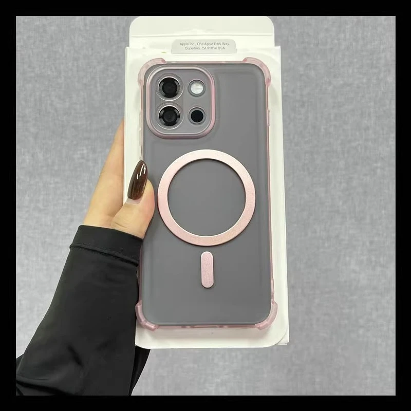 Magnetic Wireless Charging Shockproof Translucent Phone Case with Airbag Protection