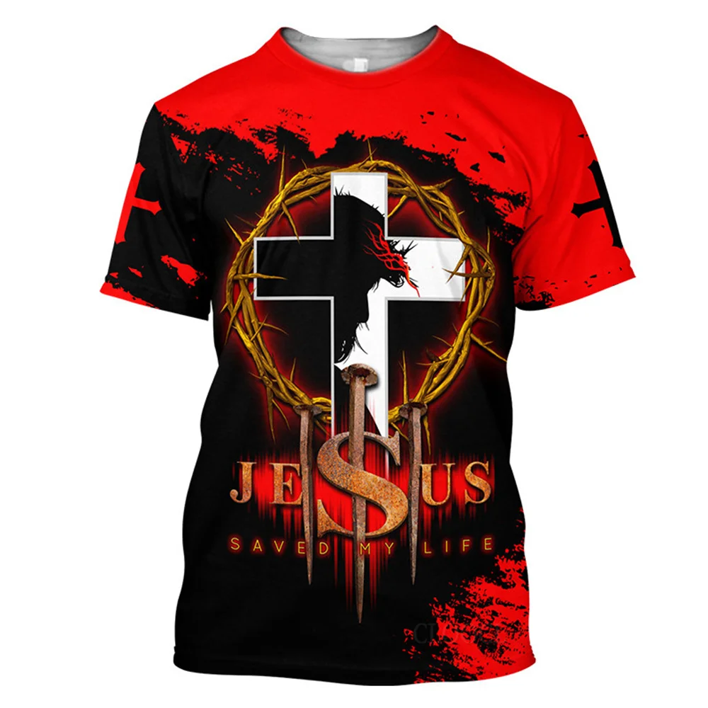 

Jesus Christ 3d Printed Short Sleeve Men's T-shirt Fashion Casual O-neck Oversized Clothing Summer Classic Vintage O-neck Shirt