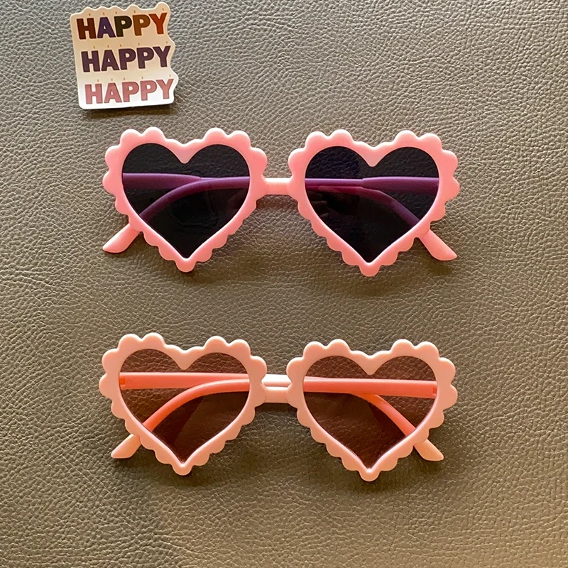 Children Classic Wave Heart UV400 Sunglasses Outdoor Girls Boys Vintage Colorful Protection