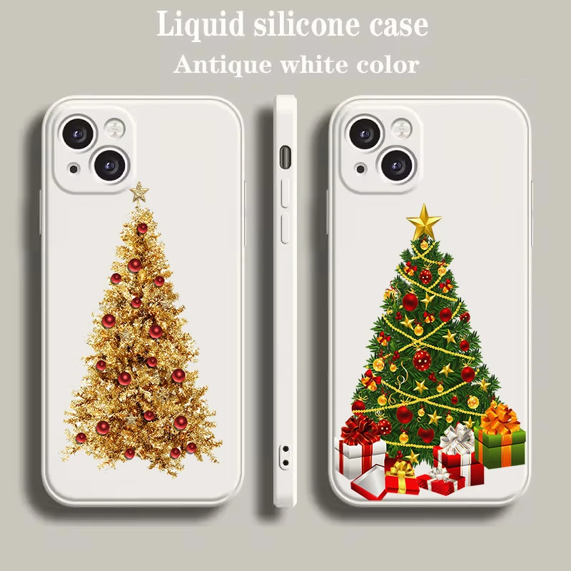 Weihnachtsbaum Neujahr Handyhülle für iPhone 16 15 14 13 12 Pro Max 11 Pro Max 7 8 Plus XS XR Luxus Silikon Shell Taschen
