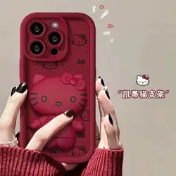 Kitty Cartoon Makeup Mirror Stand Holder Soft Phone Case - Moto G04 G04S 4G (1)