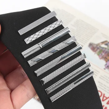 Spilla per cravatta da uomo Accessori per cravatte Colore argentato Cravatte Tono metallo Chiusura a barra semplice Chiusura pratica Clip per cravatta Clip per collare Uomo 1