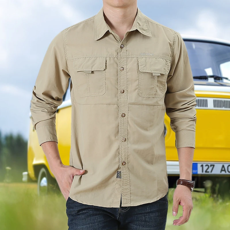 US Tactical Hiking Shirts Men Long Sleeve Cargo Work Shirts Summer Outdoor Quick Dry SWAT Military Combat Hunting Fishing Shirt fishing shirts