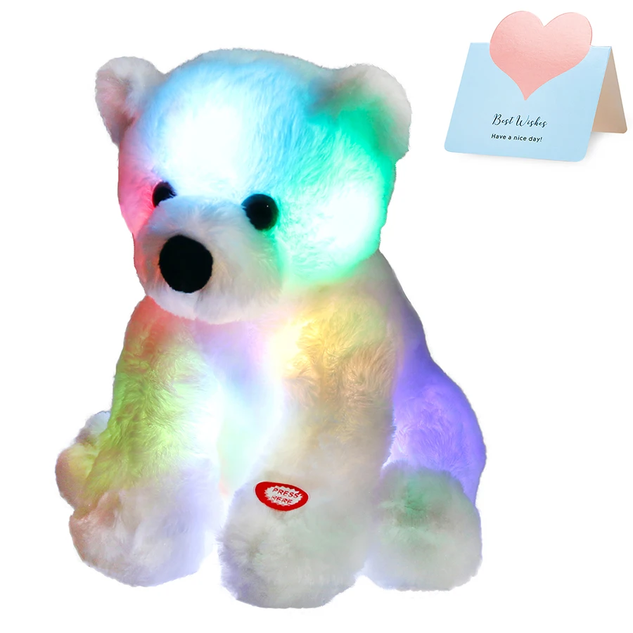 Polar Bear LED Toy Light-up Luminous White Bear Doll Plush Cotton Toy Gift for Kids Girl Throw Pillow Birthday Festival Animals