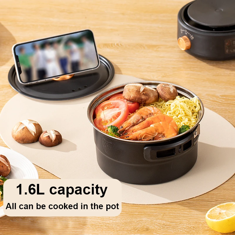 110V/220V Travel Rice Cooker Portable Split Frying Pan Electric Stew Soup Pot Boiler Cooking Skillet Mini Hotpot Food Steamer 4