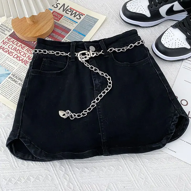 Denim short skirt  summer design, high waist, slimming  slit denim skirt, women's anti glare, spicy girl's hip wrap short skirt