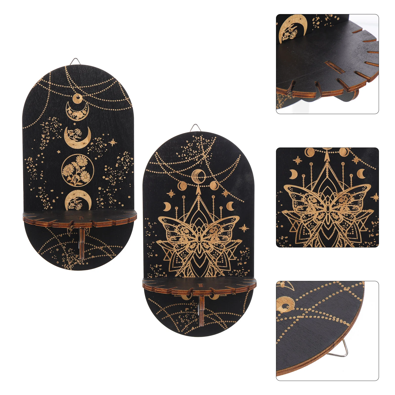 

2 Pcs Wall Mounted Shelf Shelves for Crystals Party Display Holder Hand Frame Exquisite Stand