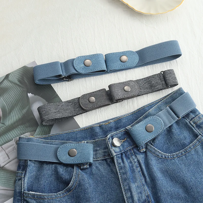 

New Women Belt Without Buckle Free Solid Belts Seamless Jean Pants Dress Adjustable Stretch Waist Belt Chic Invisible Waistband