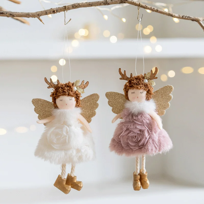 New Christmas Girl Ballet Angel Christmas Tree Pendant Mouse Doll Pendant  Plush Hanging Xmas Decoration Charms New Year Gifts 5