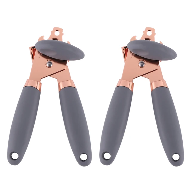 2 Pieces Manual Can Opener Stainless Steel Can Opener with Soft Grip  Handles Kitchen Gadgets(Rose Gold and Gray) - AliExpress