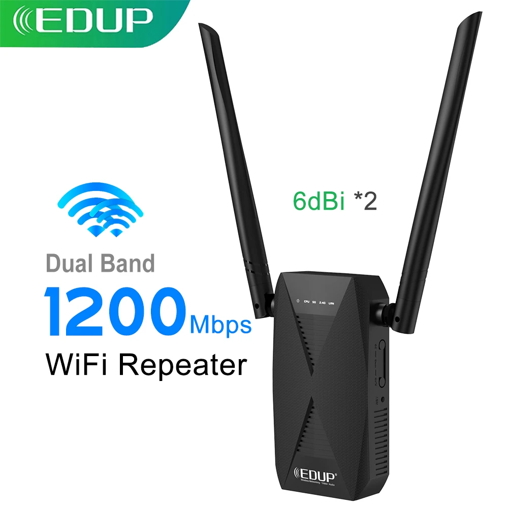 EDUP 1200Mbps WiFi Repeater 2.4G&5GHz Repeater AP Mode Wireless WiFi Repeater One Click WPS Network Extender Long Range For Home dual band wifi router Wireless Routers