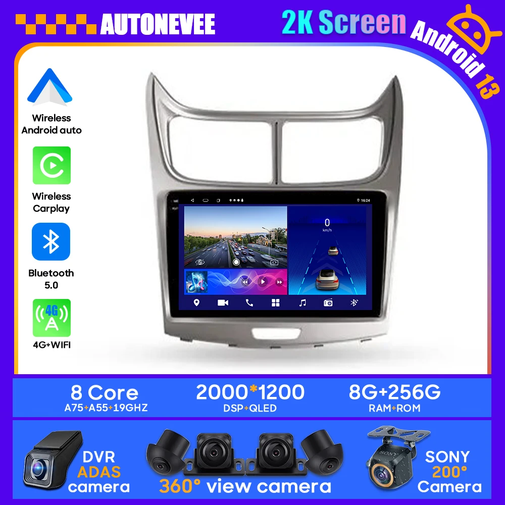 Android 13 Autoradio Stereo Per Chevrolet Sail 2009 - 2013 Unità Lettore Multimediale Navigazione Gps Carplay Android Auto No 2Din 4G
