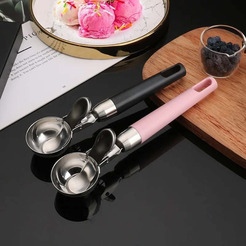 New Ice Cream Scoops Stacks Stainless Steel Ice Cream Digger Non-Stick Fruit Ball Maker Watermelon Spoon Tools 1pc