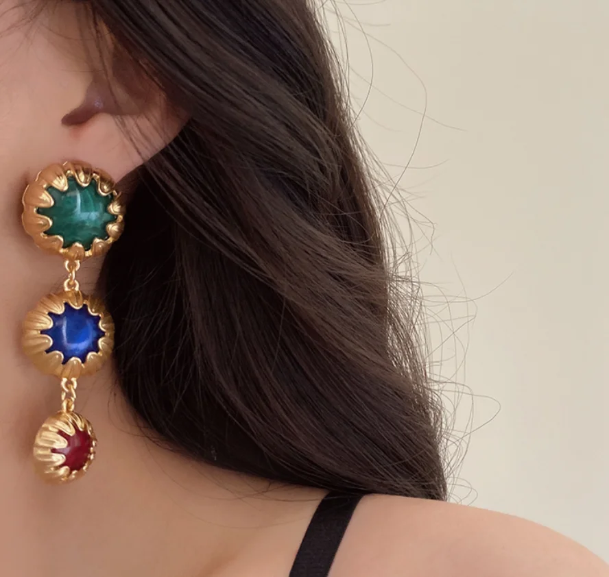 2022 new trend S925 silver needle Vintage copper bonded acrylic Earrings for women Fashion Jewelry